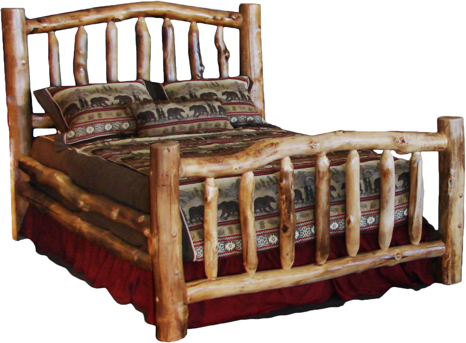 Rustic Log Furniture Bedroom Queen Corral Bed CBEDQUGL Smoky's
